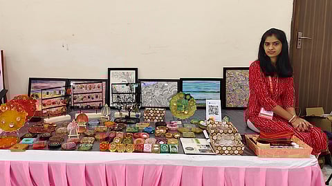 Handcrafted resin art by a young local artisan on display at the tourism conclave