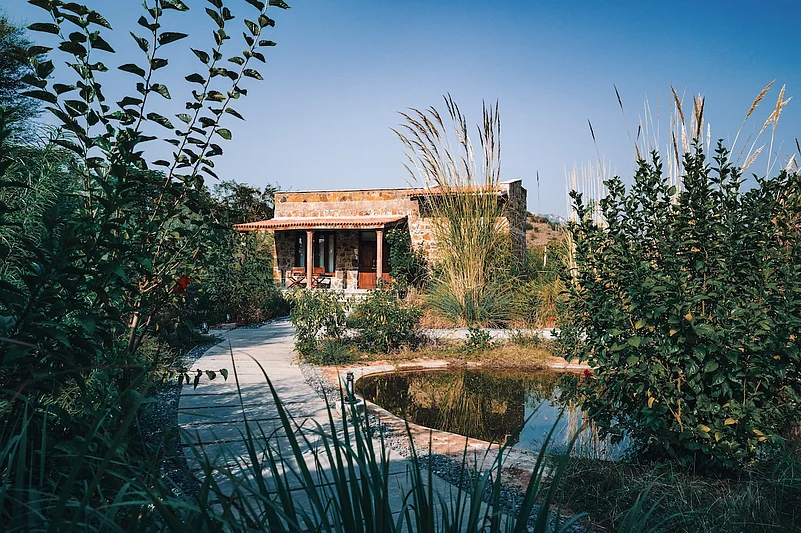 The lodge sourced materials from within 15 kilometres, creating a property that could only exist in Sariska