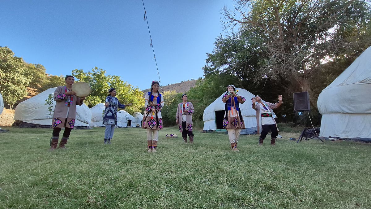 A group of Uzbek dancers at a Yurt Camp