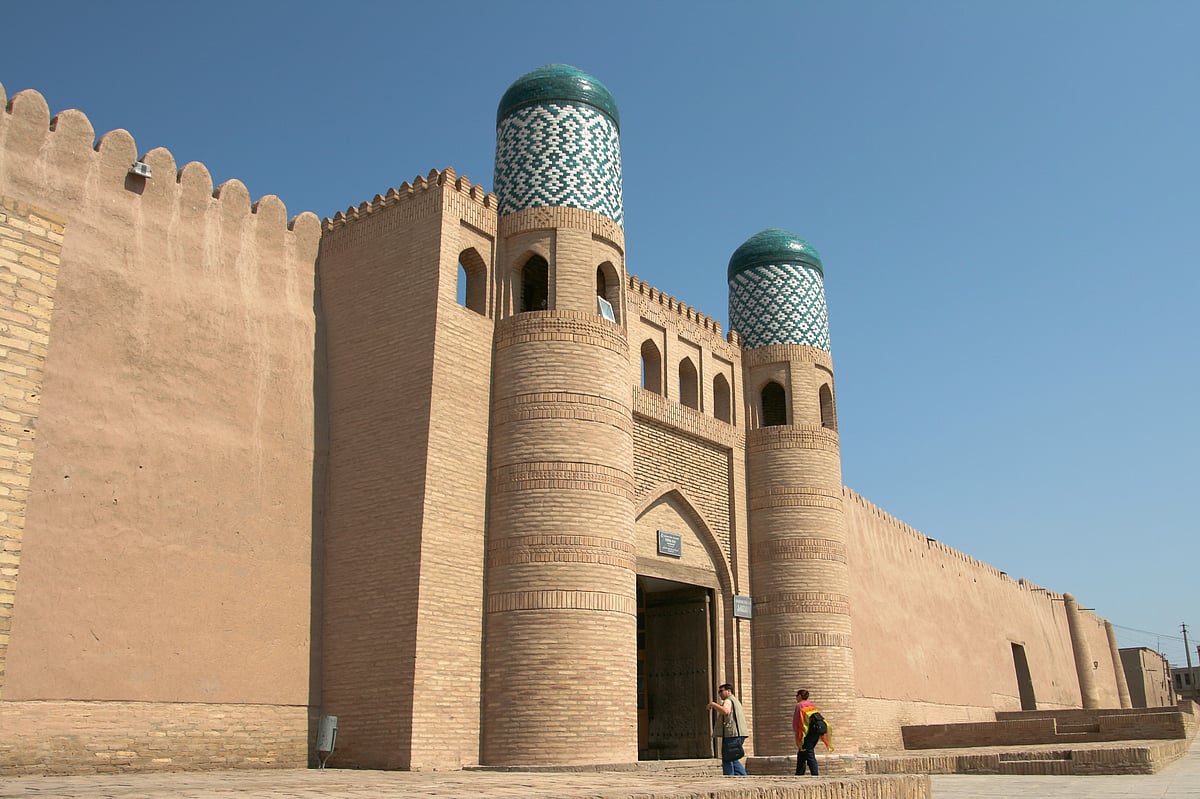 Majolica tiles in Khiva old city