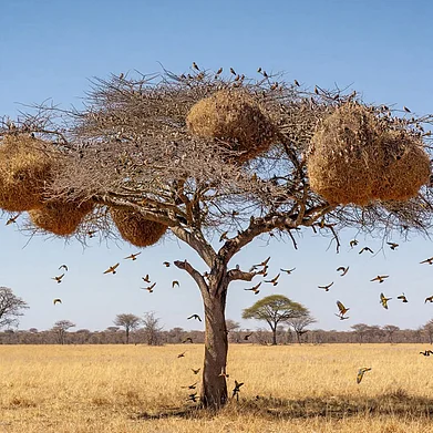 @Carl_CE50/x : Weaver birds nest in a tree