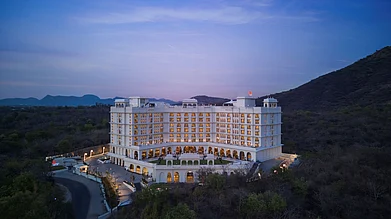 A birds eye view of the Udaipur Marriott Hotel