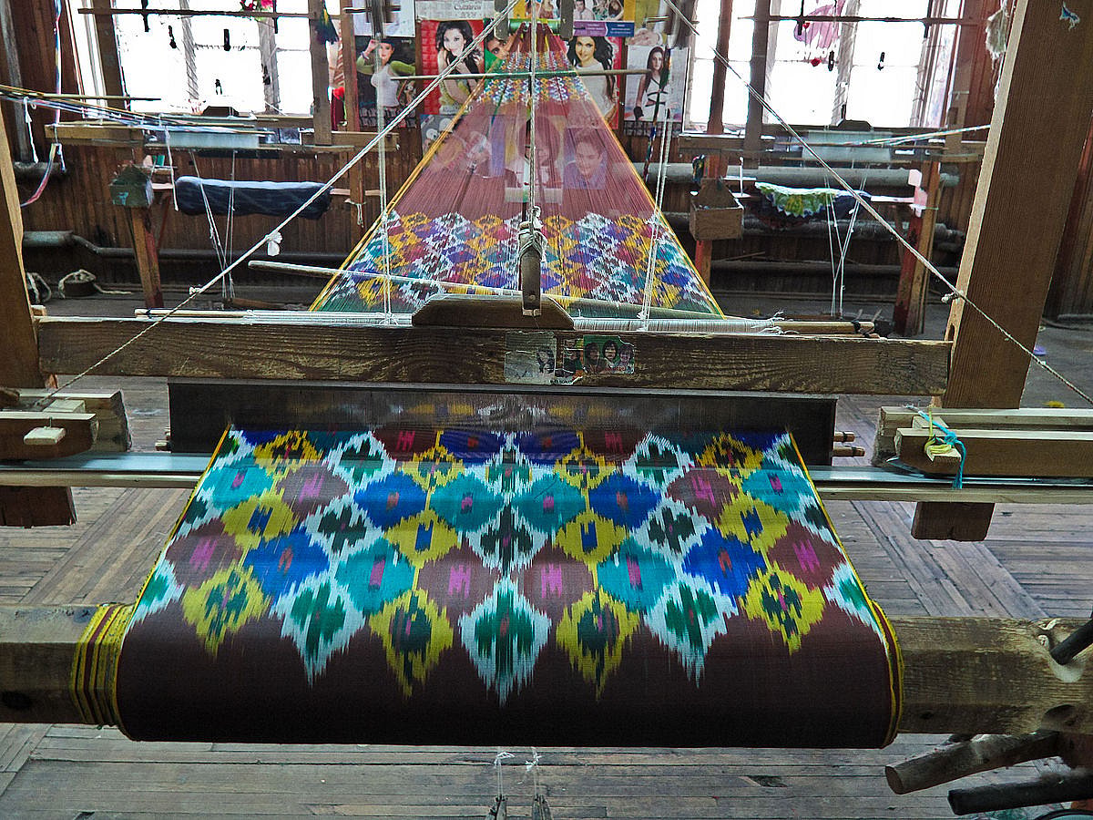 Inside Yodgorlik Silk Factory
