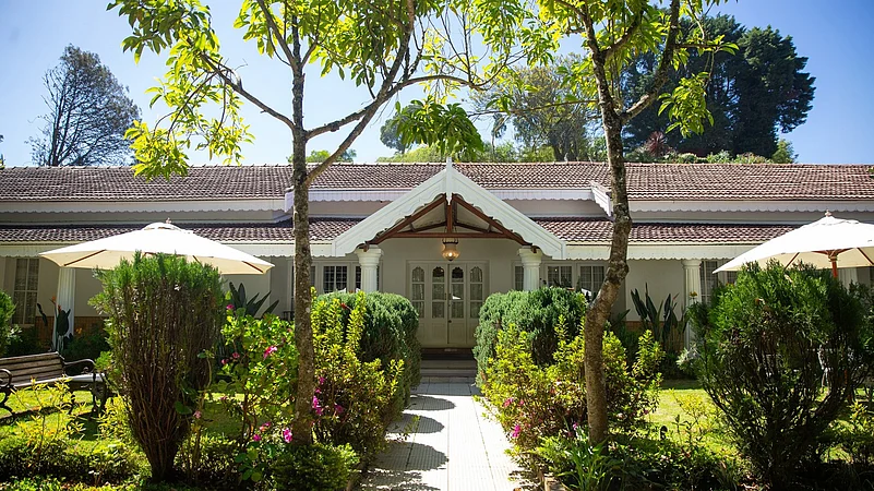 Colonial-era facade of Marli Hill Bungalow in Ooty, a serene retreat in the Nilgiris