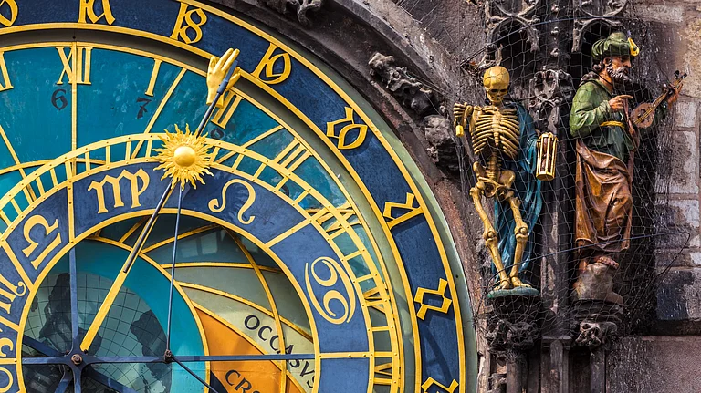 The Prague astronomical clock or Prague Orloj is a medieval astronomical clock attached to the Old Town Hall in Prague, the capital of the Czech Republic - Supplied