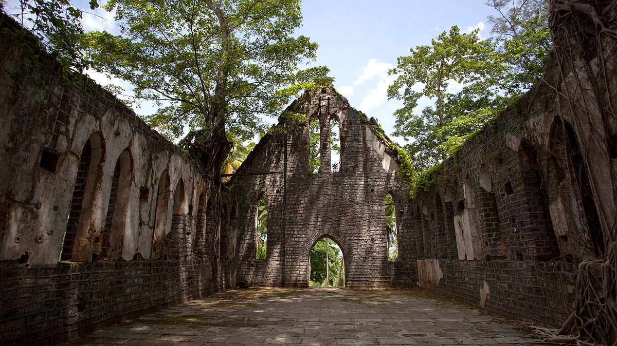 Ruins that stand on Ross Island in the Andamans