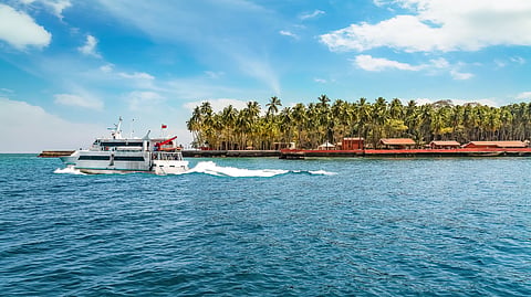 A cruise ship near Ross Island, Andaman