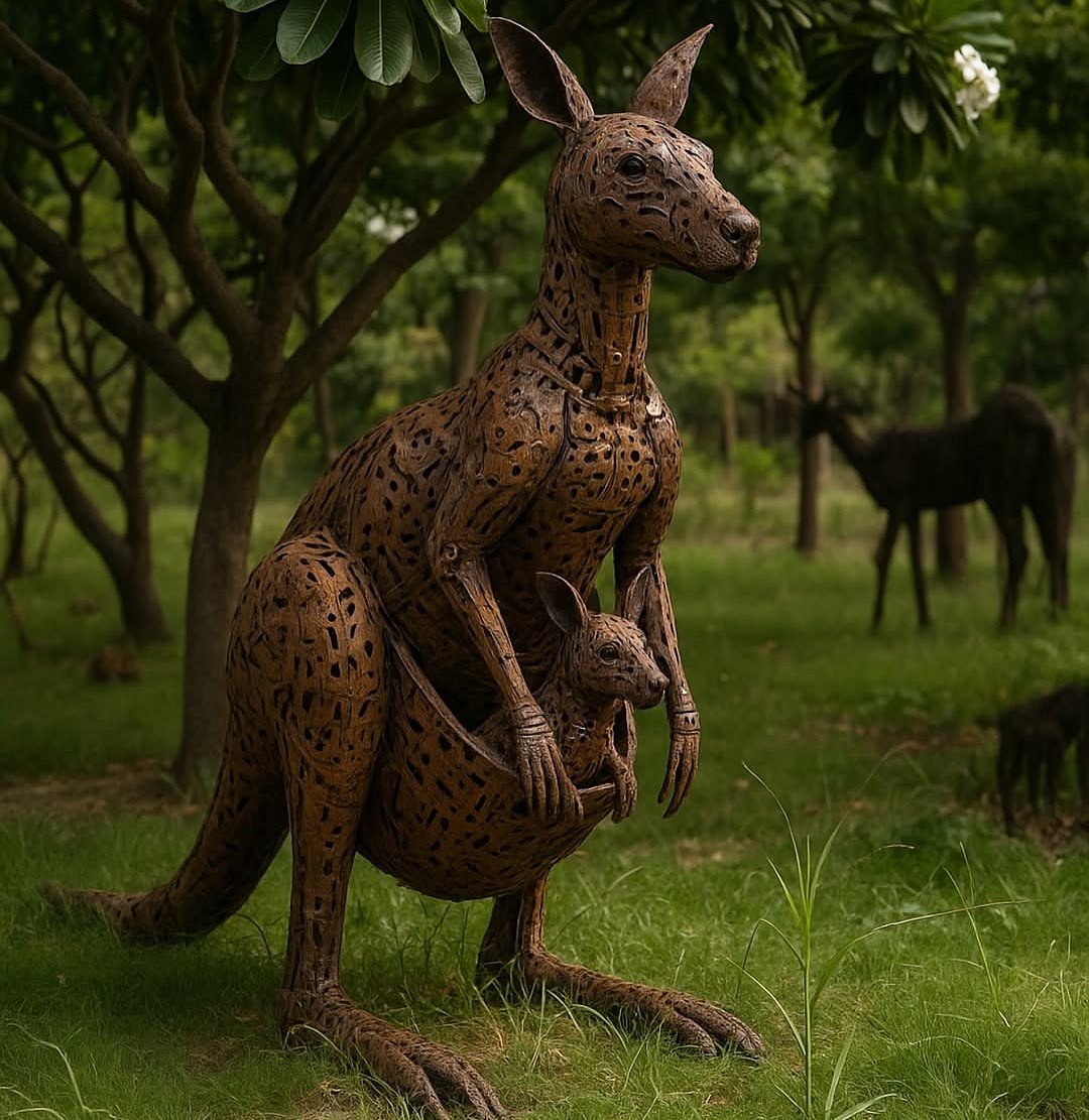 The park houses life-sized sculptures made from recycled things