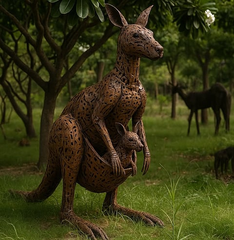The park houses life-sized sculptures made from recycled things