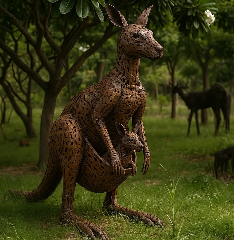 The park houses life-sized sculptures made from recycled things