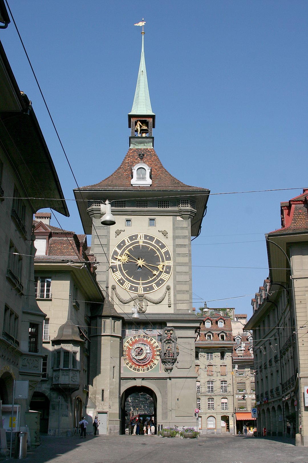 The east front of the Zytglogge at the end of the Kramgasse