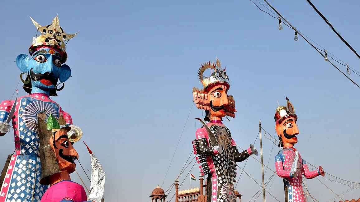 At a Ramlila in New Delhi, where effigies are set up