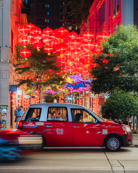 Colourful lanterns at Lee Tung Avenue
