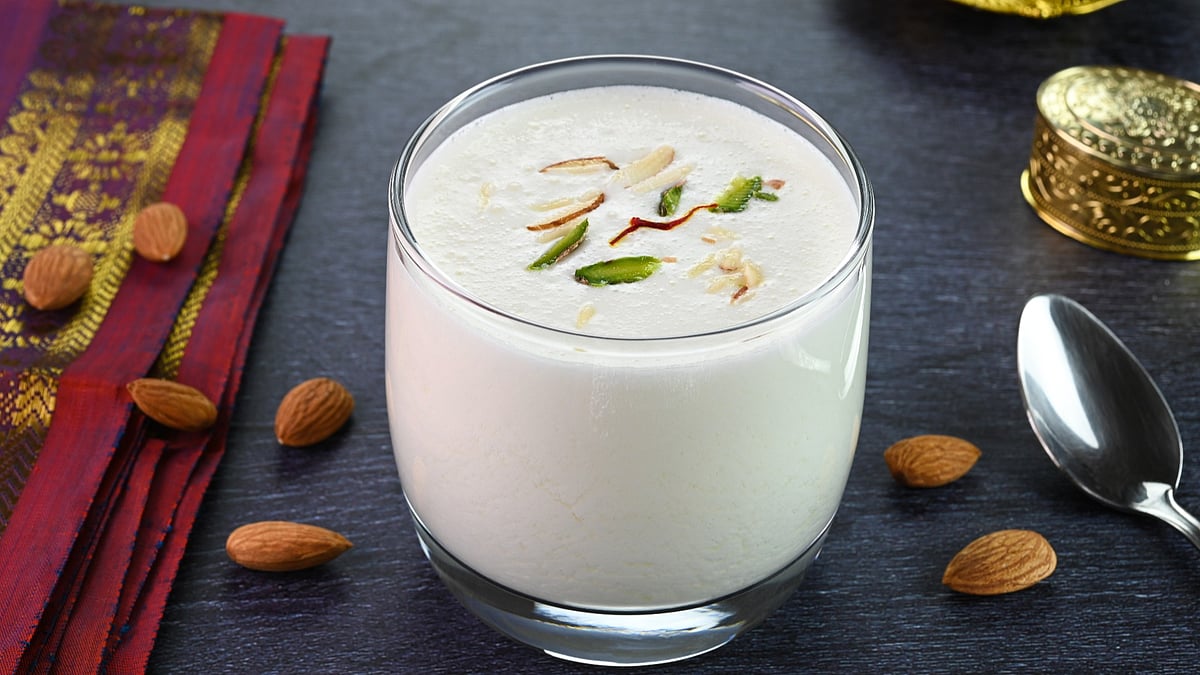 Piyush is a decadent Maharashtrian drink blending saffron-kissed shrikhand with buttermilk. 