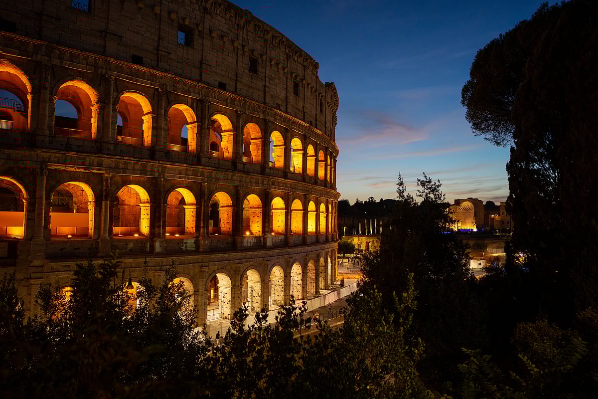 The arena floor from above shows the hidden corridors and machinery that brought Ancient Rome’s spectacles to life.