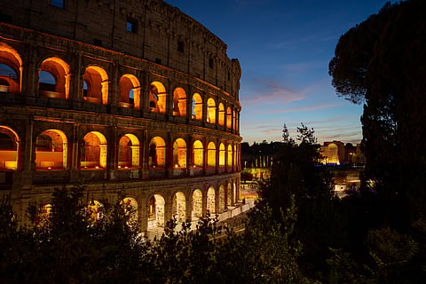 The arena floor from above shows the hidden corridors and machinery that brought Ancient Rome’s spectacles to life.