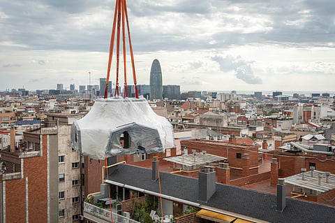 Barcelona’s skyline prepares for change as the luminous cross of the basilica’s central spire prepares to shine over the city for generations