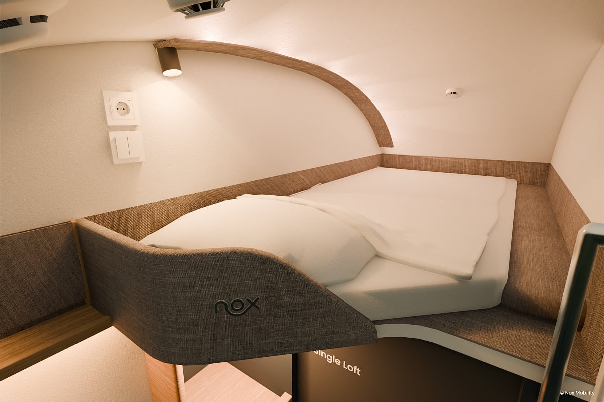 Spacious private cabins designed for comfort, privacy, and sweeping views of Europe by night