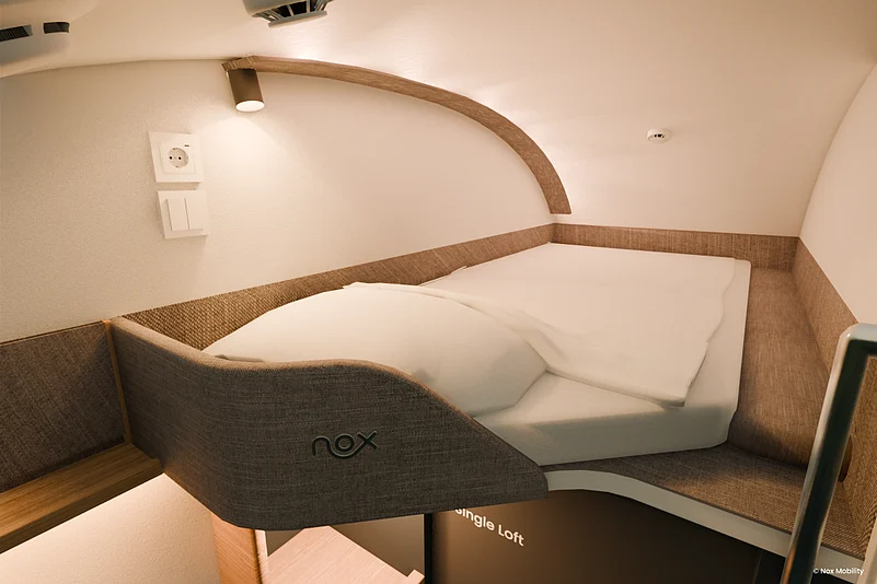 Spacious private cabins designed for comfort, privacy, and sweeping views of Europe by night