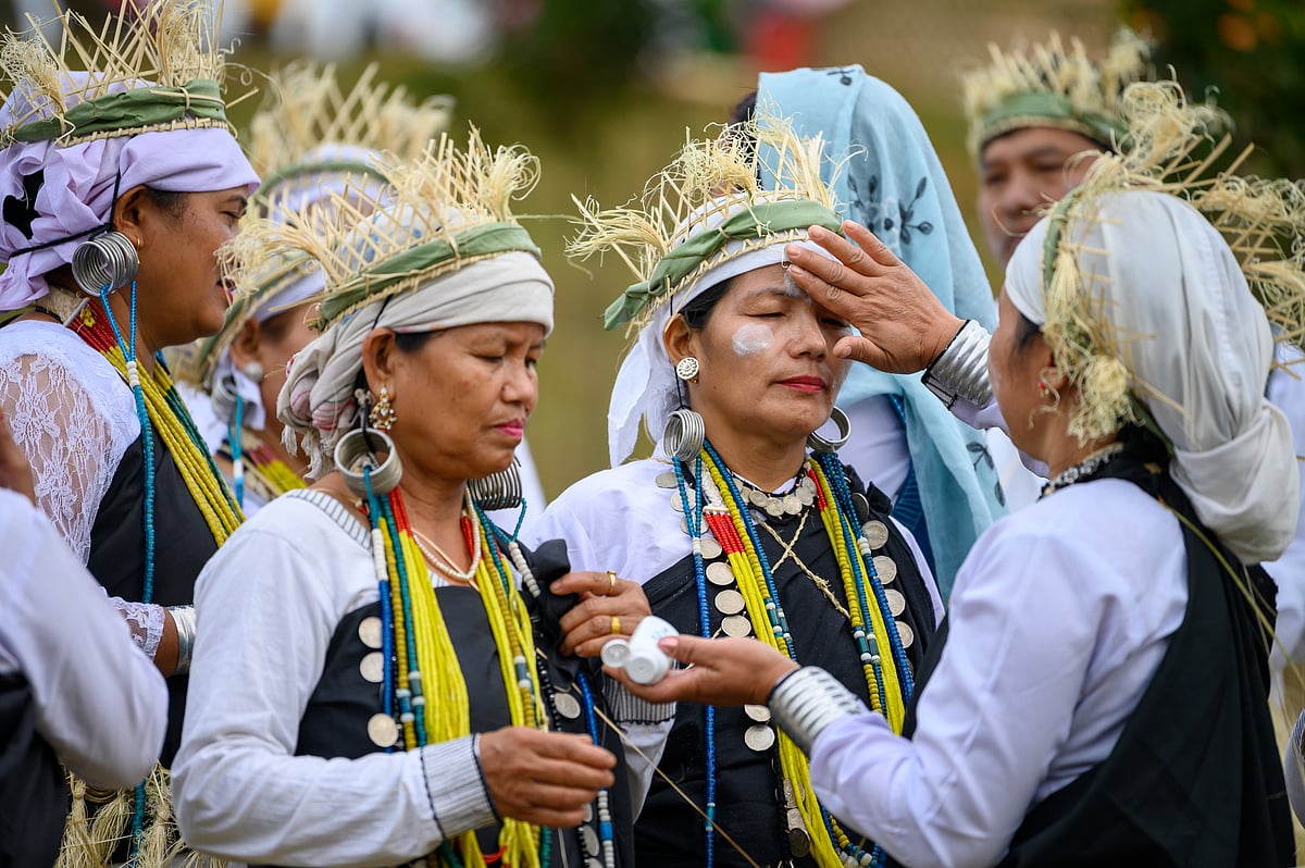 Galo women ready to particiate in Mopin festival, Basar, Arunachal Pradesh - Shutterstock