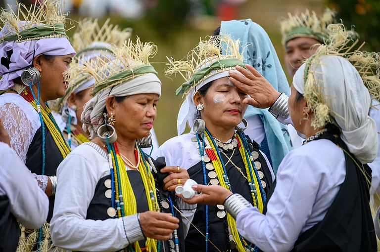 Galo women ready to particiate in Mopin festival, Basar, Arunachal Pradesh - Shutterstock