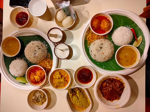 Durga Puja feasting at Bhojohari Manna - veg and non veg thali
