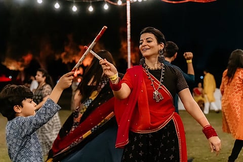 People doing garba in Dubai, United Arab Emirates