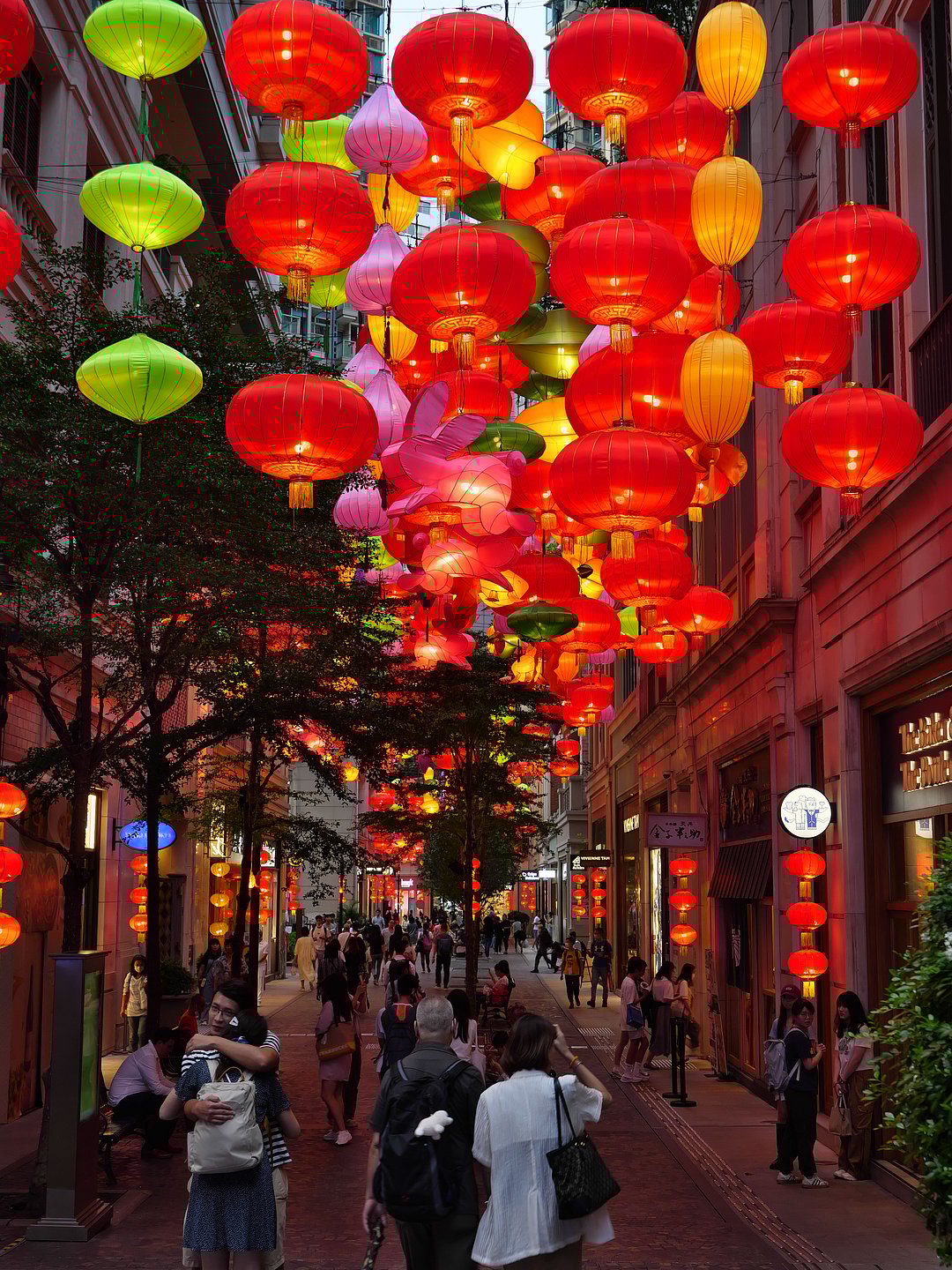 A street in Hong Kong during Mid-Autumn Lantern Carnival