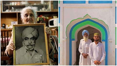 Kuldeep Kaur (left) and Kirpan Singh and Maulvi at Kasba Bhural (right)