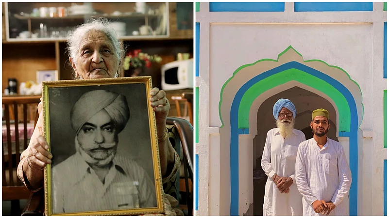 Kuldeep Kaur (left) and Kirpan Singh and Maulvi at Kasba Bhural (right)