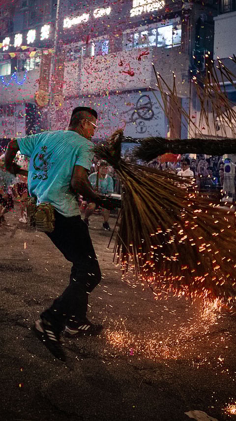 A man performs an act in the festival
