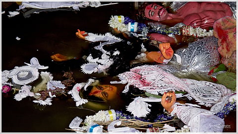 (Representational Image) Violence erupted during a Durga Puja idol immersion in Cuttack as clashes between two groups led to stone-pelting, injuries, and property damage.