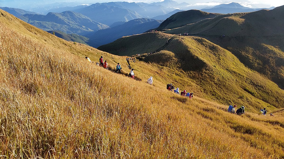 Hikers descending from the slopes of Mt Pulag