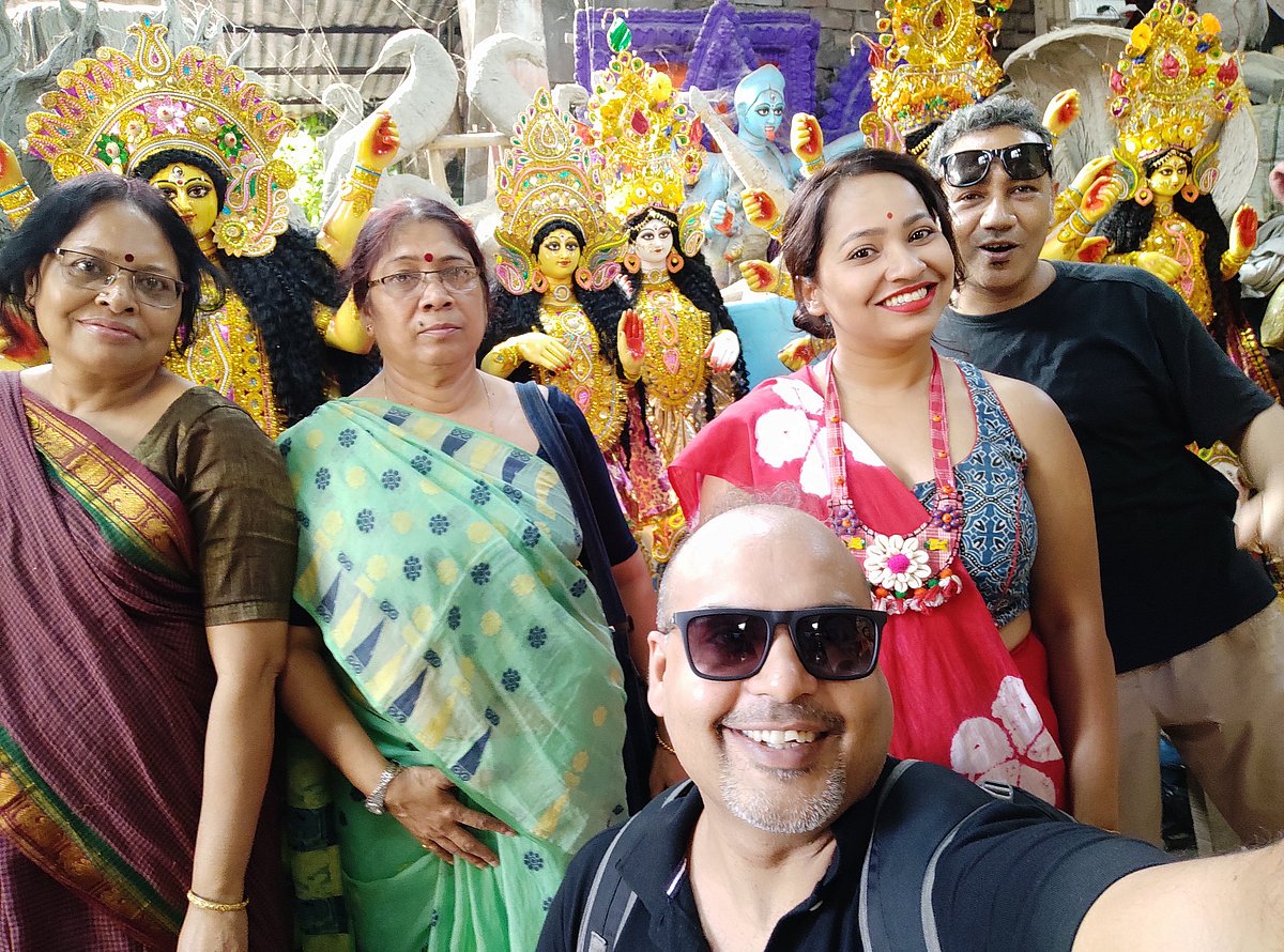 The author with his friends out pandal hopping