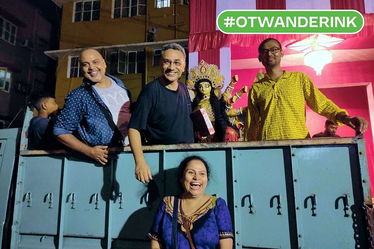 Supplied : Bringing Durga idol home with friends on top of a truck