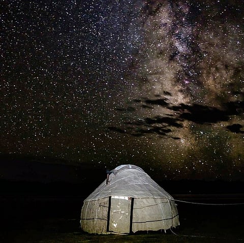 Starry night at Song-Kul Lake, Kyrgyzstan