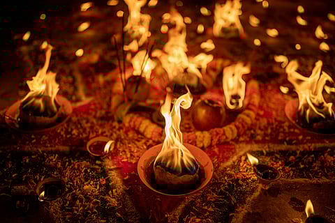 Dev Deepawali puja at the ghats of Varanasi