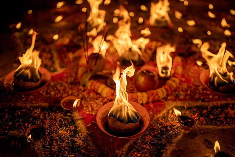 Dev Deepawali puja at the ghats of Varanasi