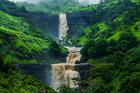 Bhavli Waterfall, Igatpuri — A hidden cascade surrounded by dense greenery, perfect for a monsoon escape