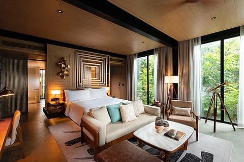 Safari-chic interiors, sunlit spaces, and tranquil views—each room at Hilton Yala is a private cocoon in the wild.