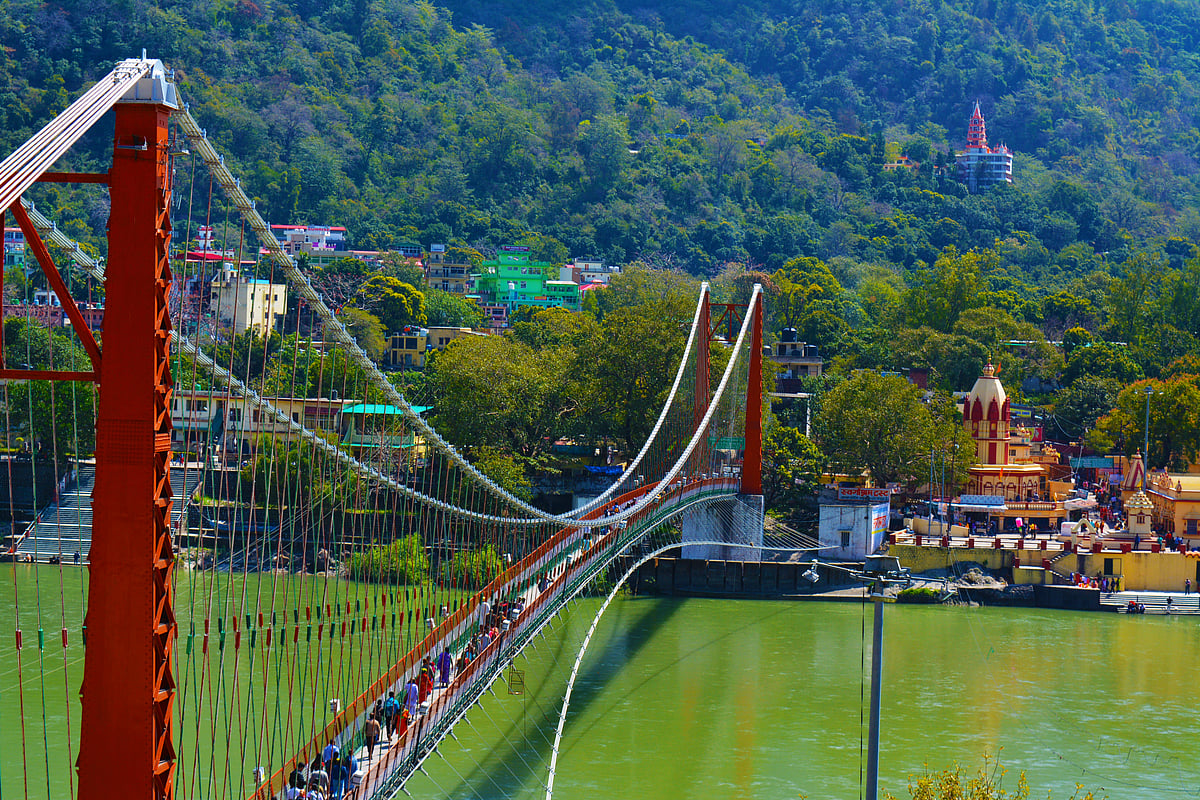 Ram Jhula, another famous suspension bridge over the Ganga in Rishikesh