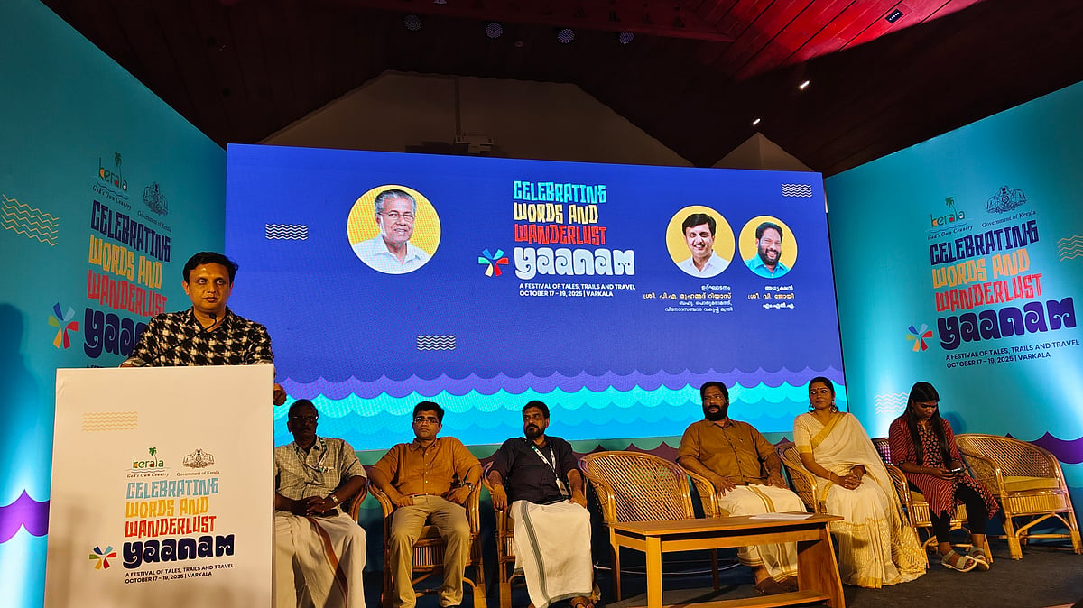 Kerala tourism minister PA Mohamed Riyas speaking at Yaanam 2025, Varkala, Kerala