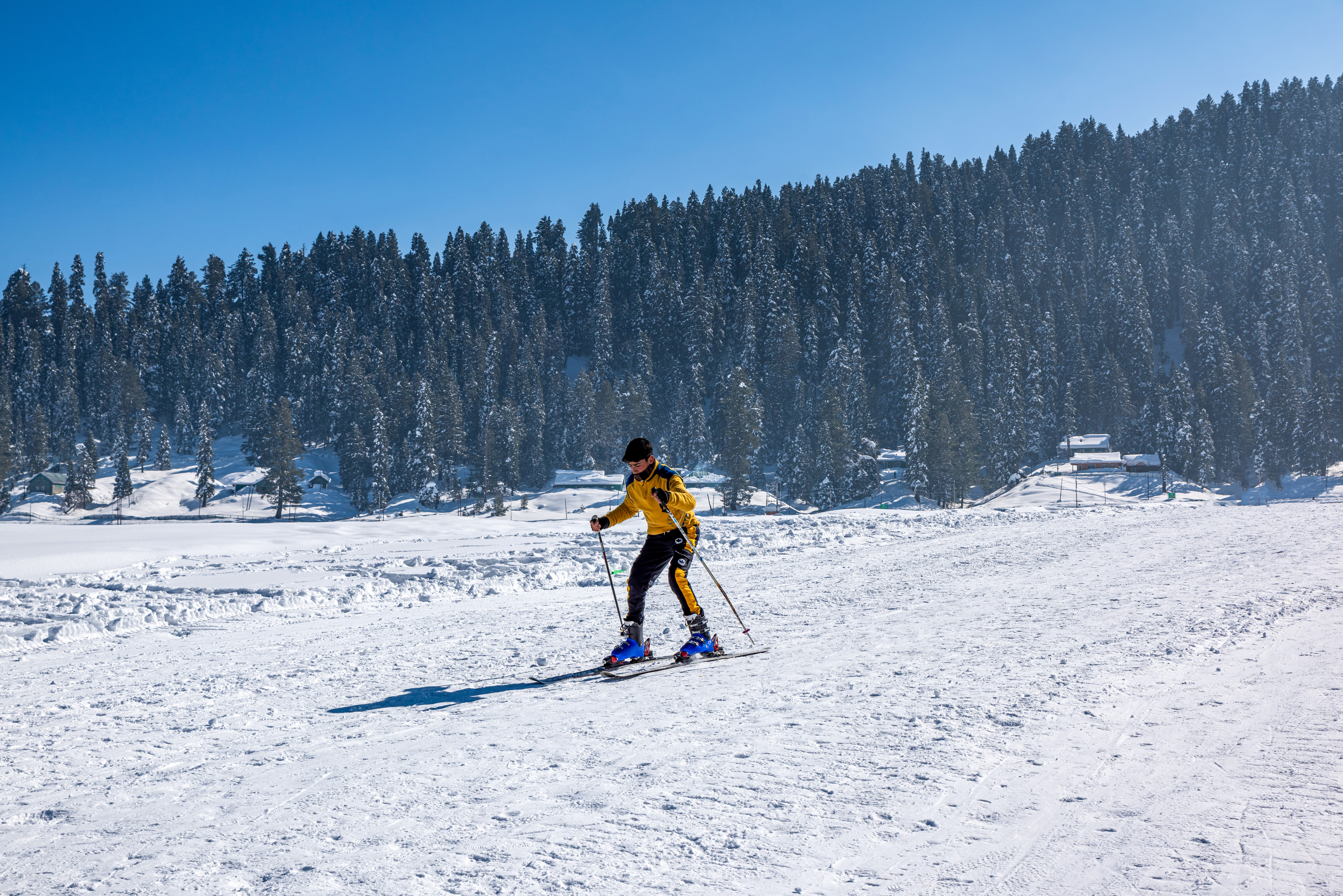 Skiing in the snow-covered slopes of Gulmarg