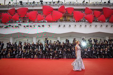 Francesca Inaudi attends a premiere for 'Black Mass' during the 72nd Venice Film Festival