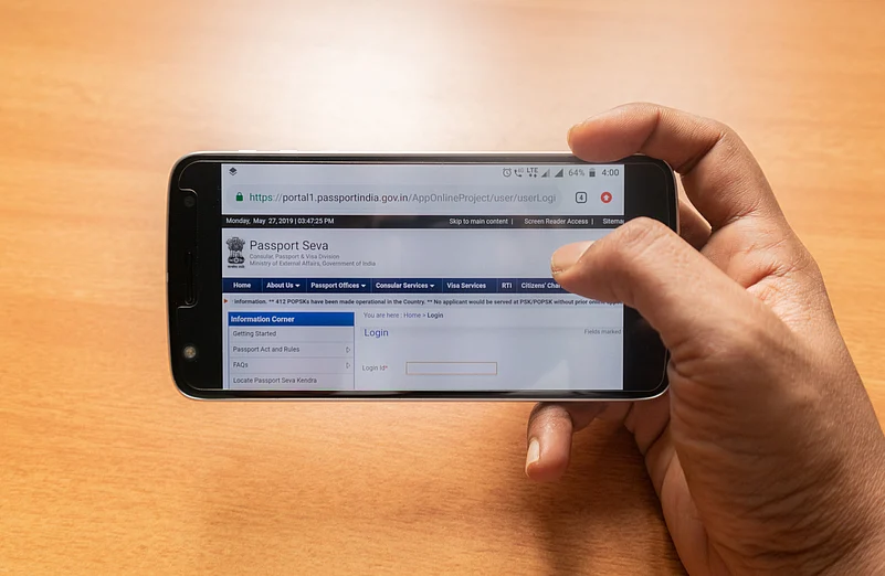 Applying for an Indian passport online using a mobile phone