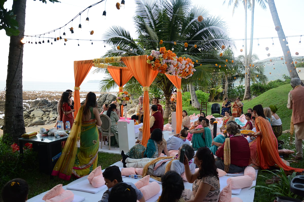 An Indian wedding celebration set against the tropical beauty of Phuket