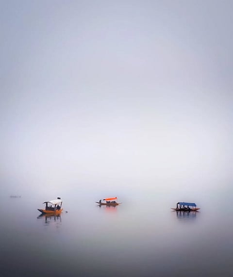 Dal Lake in fog