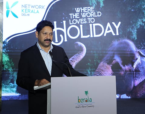 Tourist Information Officer for Kerala Tourism,  S Sreekumar addressing the media