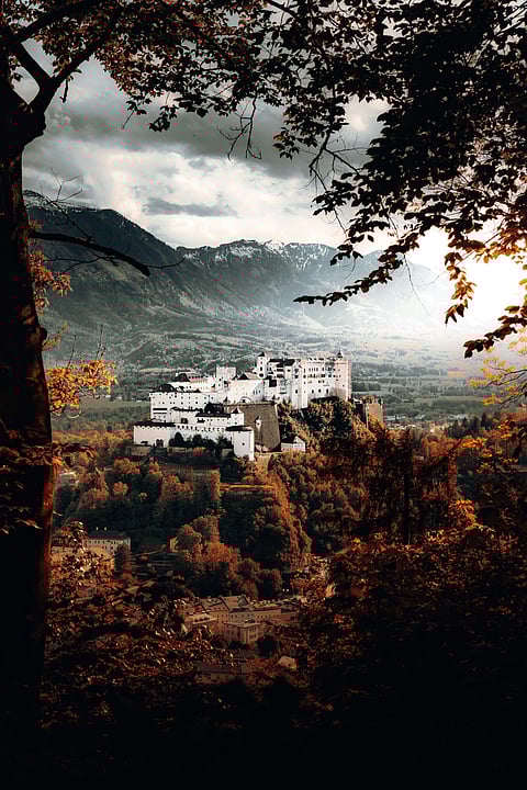 View to the fortress of Hohen Salzburg