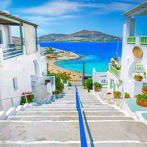 Traditional Greek street on Paros island, Greece